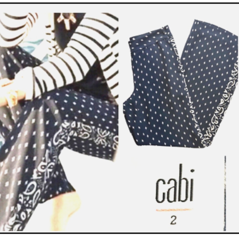 CAbi Dark Blue Patterned Trousers